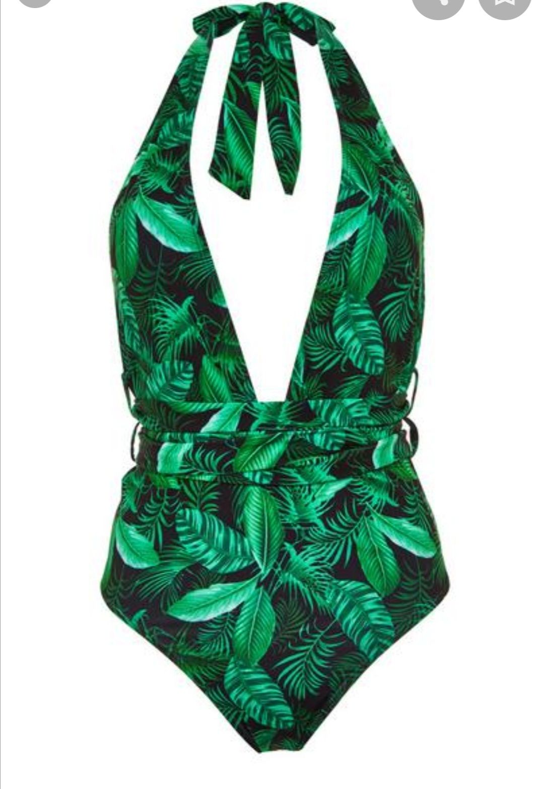 Costum de baie întreg,nou cu etichetă,mărime 36, negru/print tropical