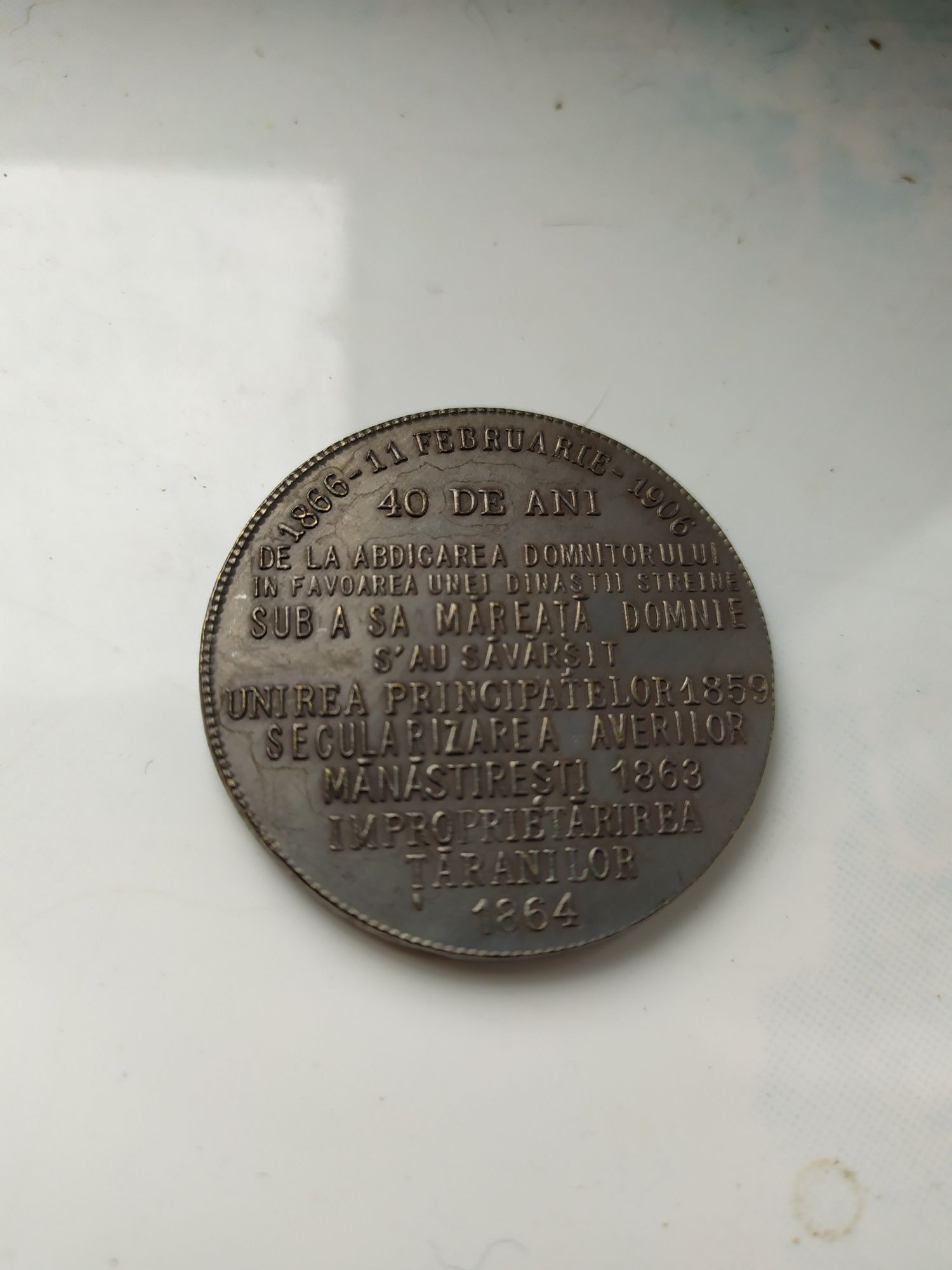 Medalie 1906 Alexandru Ioan Cuza 40 de ani de la abdicare
