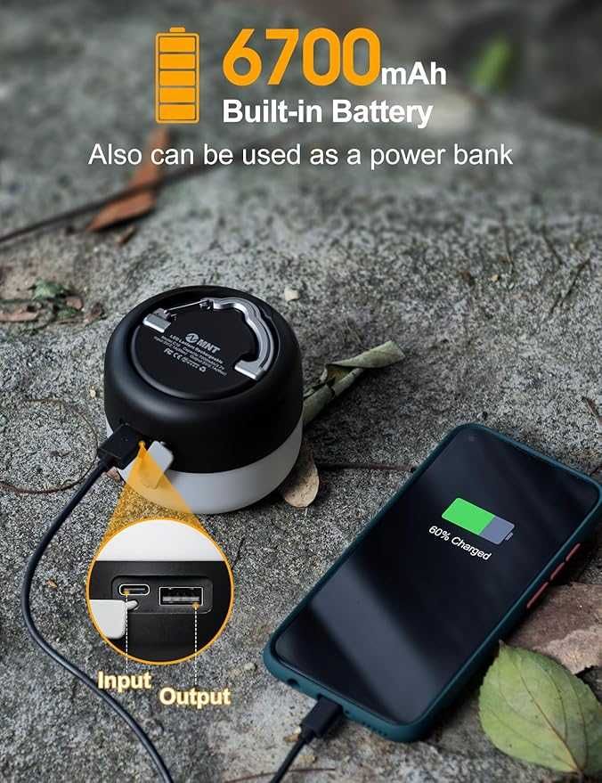 LED Къмпинг фенер 6700mAh до 300ч 1000LM Aкумулаторен лампа за къмпинг