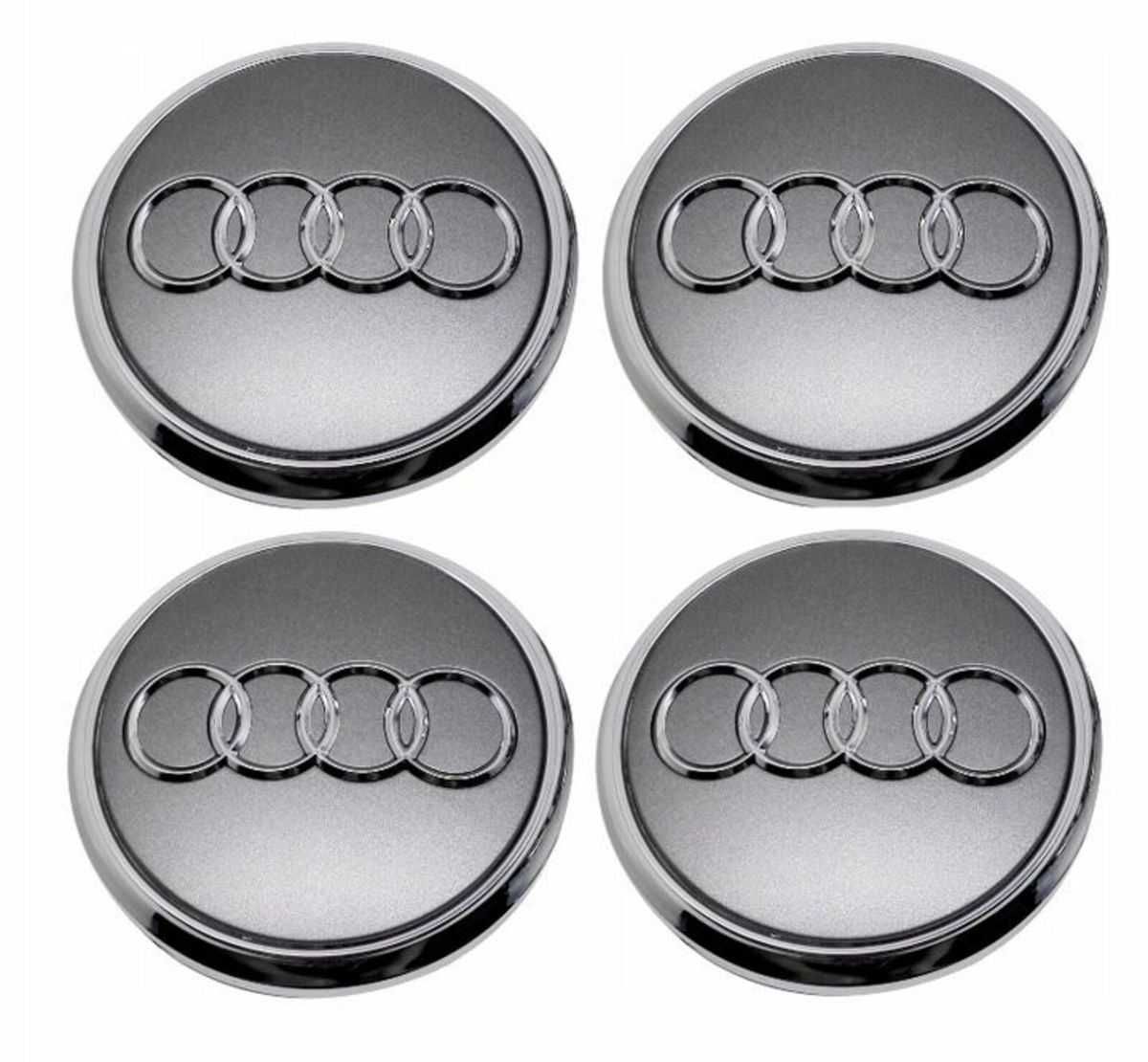 Set 4 Embleme Capace Jante Roti Audi 61mm Negru/Gri/Crom cod 4M0601170