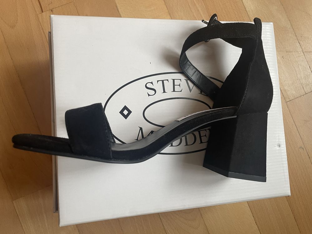 Steve Madden Irenee - чисто нови черни сандали на ток, естетвена кожа