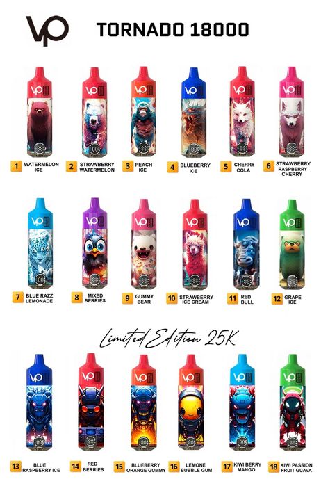 Pachet 3 bucati Vape Tornado 18000 fumuri - USB C