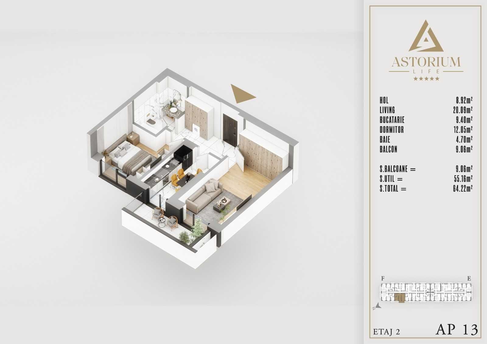 OCAZIE: 2 camere, LUX, comision 0%, AC cadou, izolatie fonica ASTORIUM