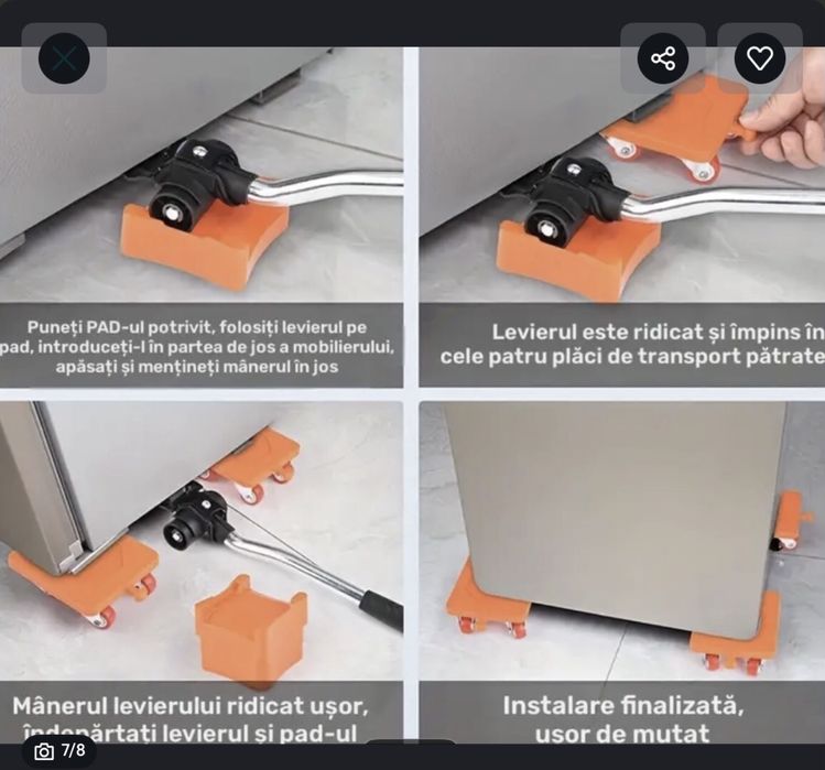 Instrument de transport rezistent pentru mutat mobila, frigiderul etc.