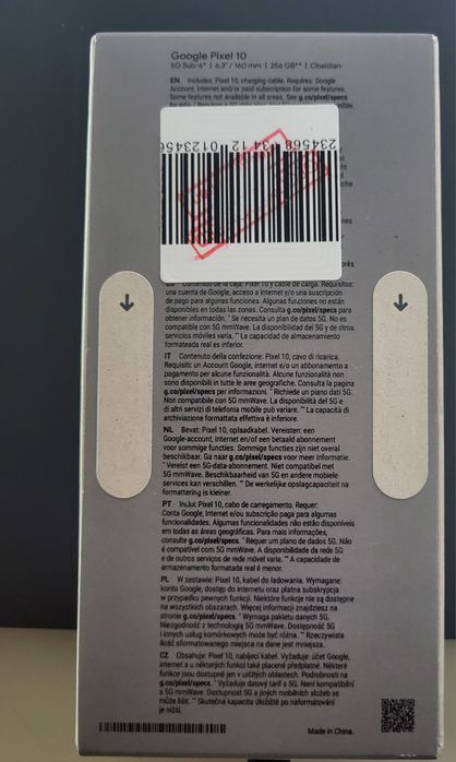 Google Pixel 10 (256 GB, 12 GB  Obsidian – Nou, Sigilat, 2025)