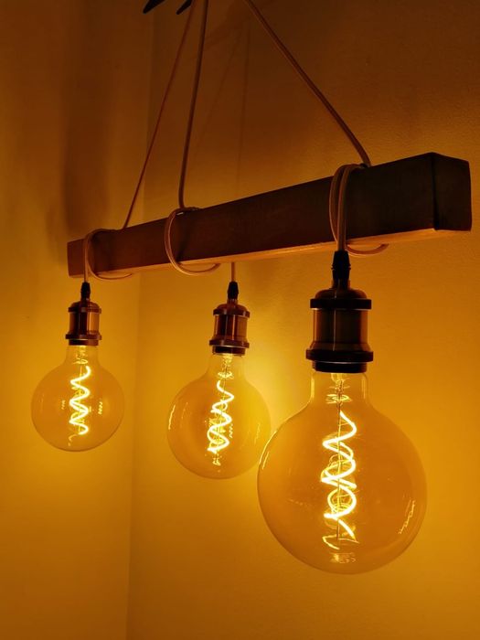 Lustra rustica din lemn, 3 becuri