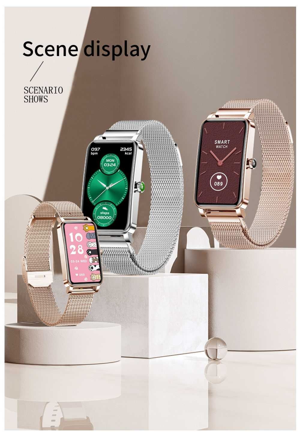 Ceas smartwatch ZX19, ecran 1,45", curea din otel nou cu garantie !