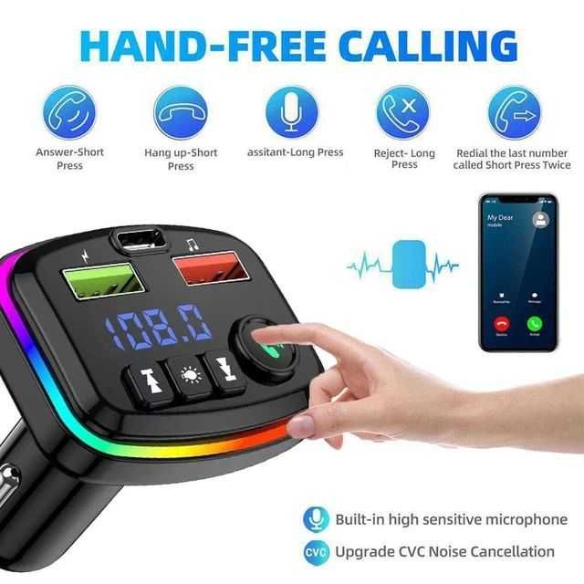 FM трансмитер Блутут Digital One SP00968 M14  BTv.5.0 2xUSB TypeC 3.1A