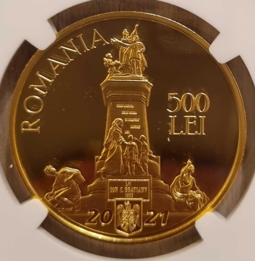 Moneda BNR 500 lei aur, Ion C Bratianu, gradata NGC PF 69