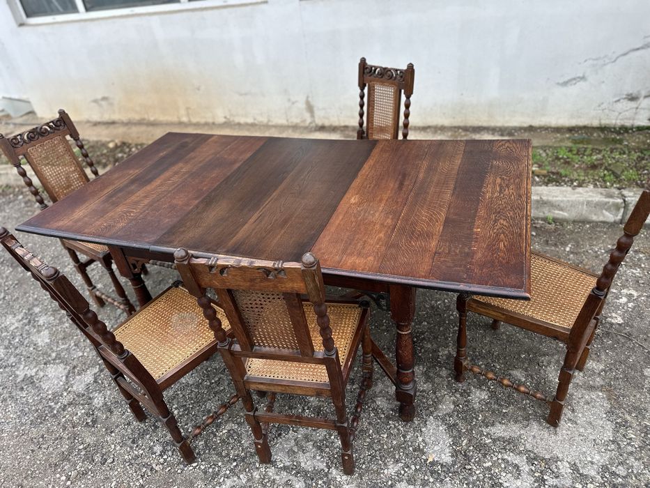 Масивна разтегателна маса с 5 стола (Рустик)