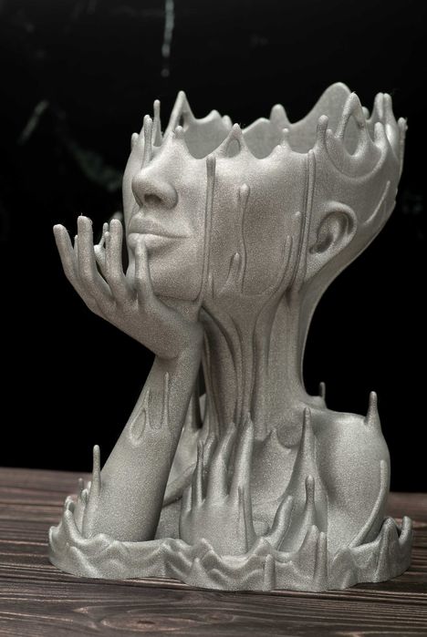 Vaza decorativa Printata 3D Melted Girl Galaxy Brillant Silver