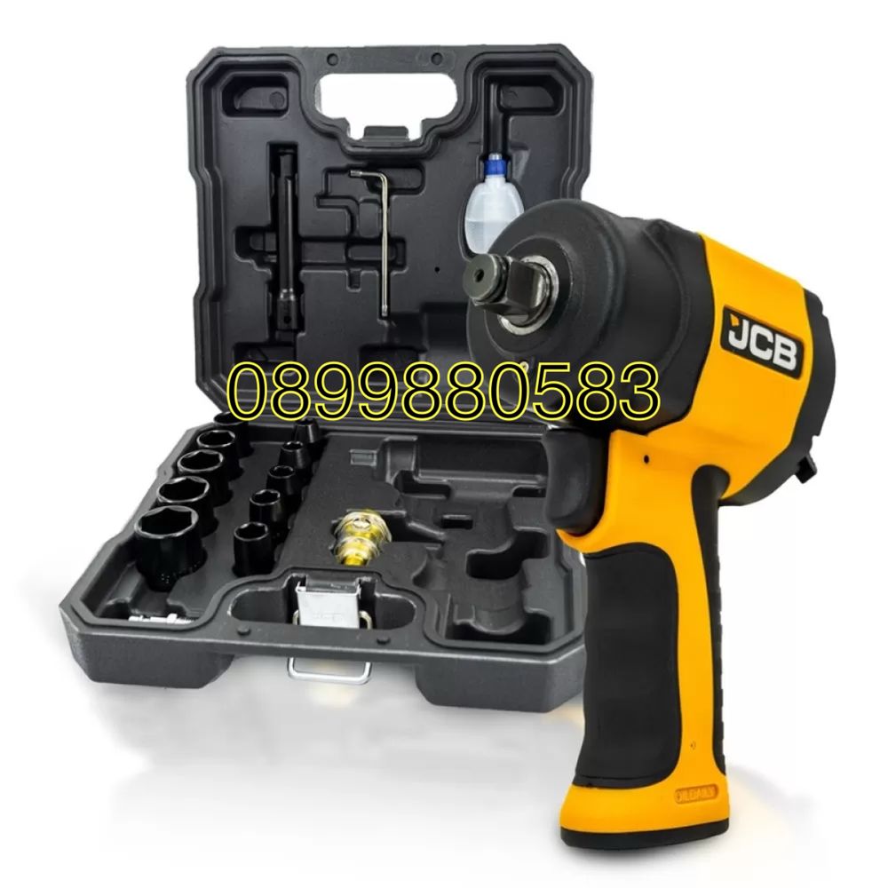 Пневматичен ударен мини гайковерт 1200Nm 1/2" с вложки и куфар JCB