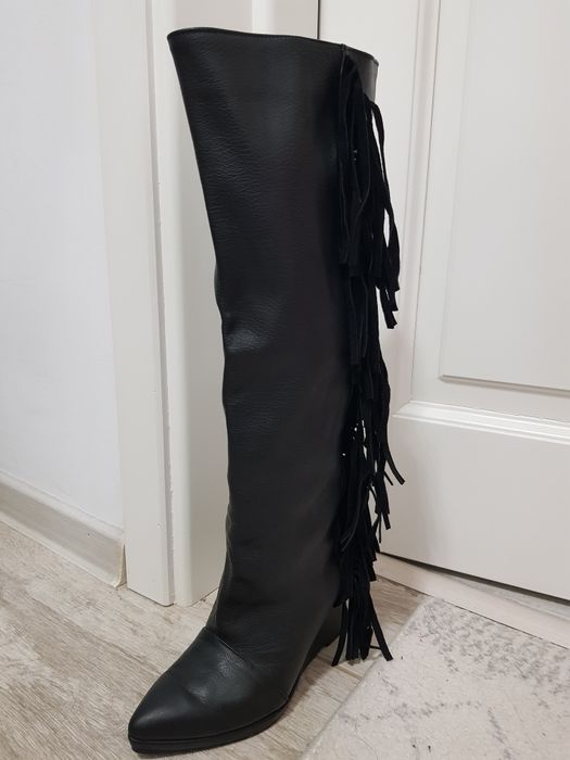 Cizme cu platforma din piele naturala