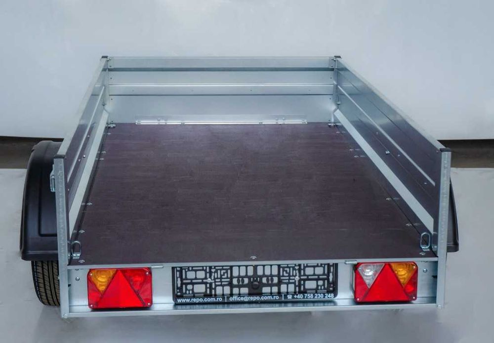Remorca 750 kg auto mono-ax REPO usoara, noua, garantie, carte RAR