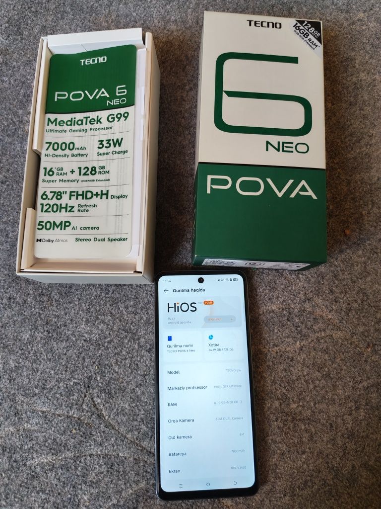 Tecno Neo 6 Neo Holati yangidek
Batereya 7000 am