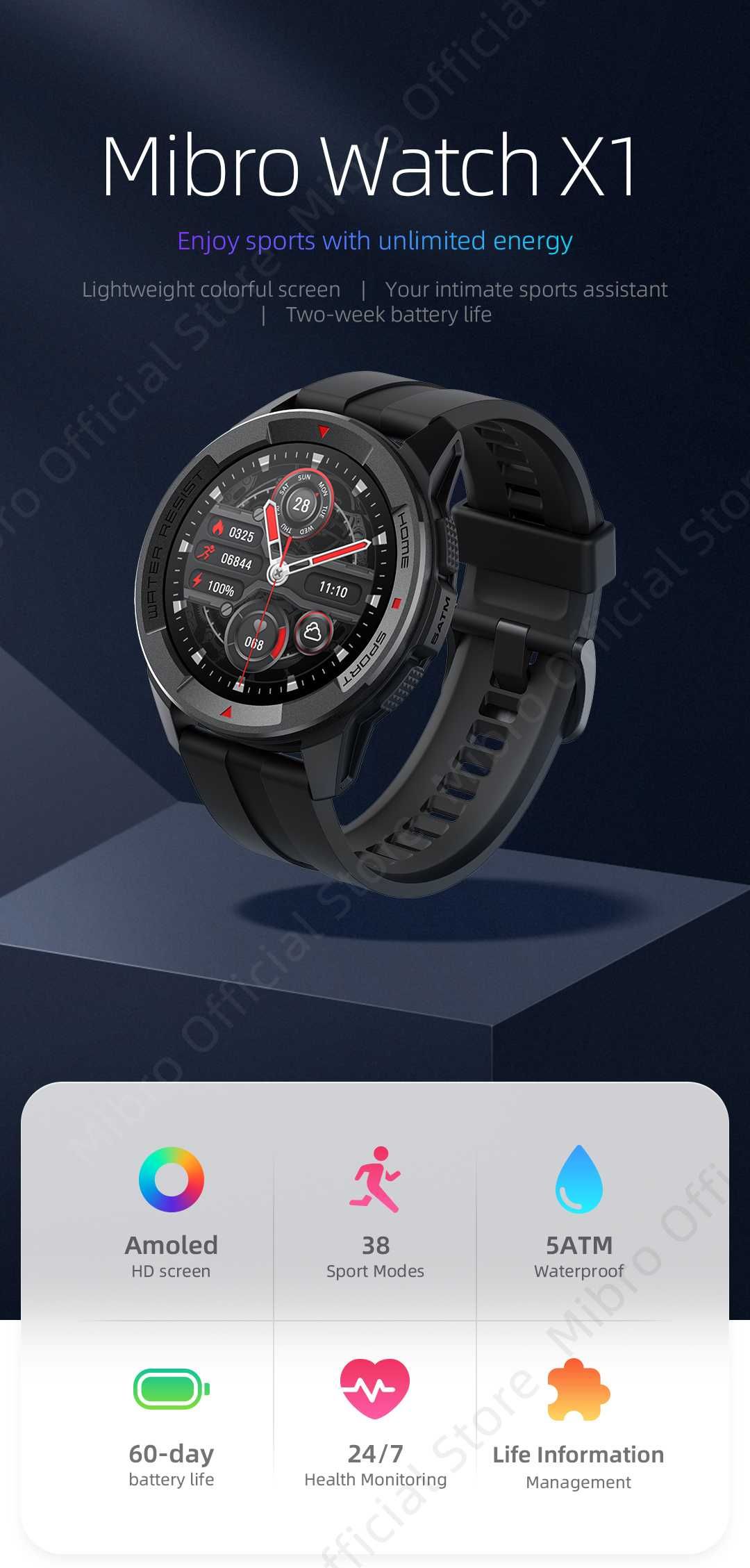 Smart watch MIBRO X1 AMOLED, black