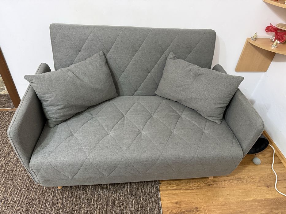 Canapea extensibila textil, gri