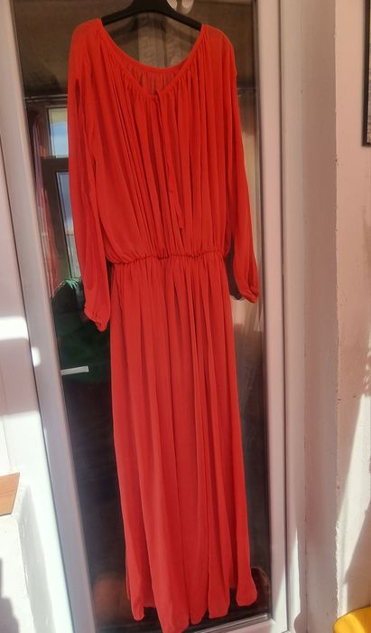 Rochie din voal portocaliu închis