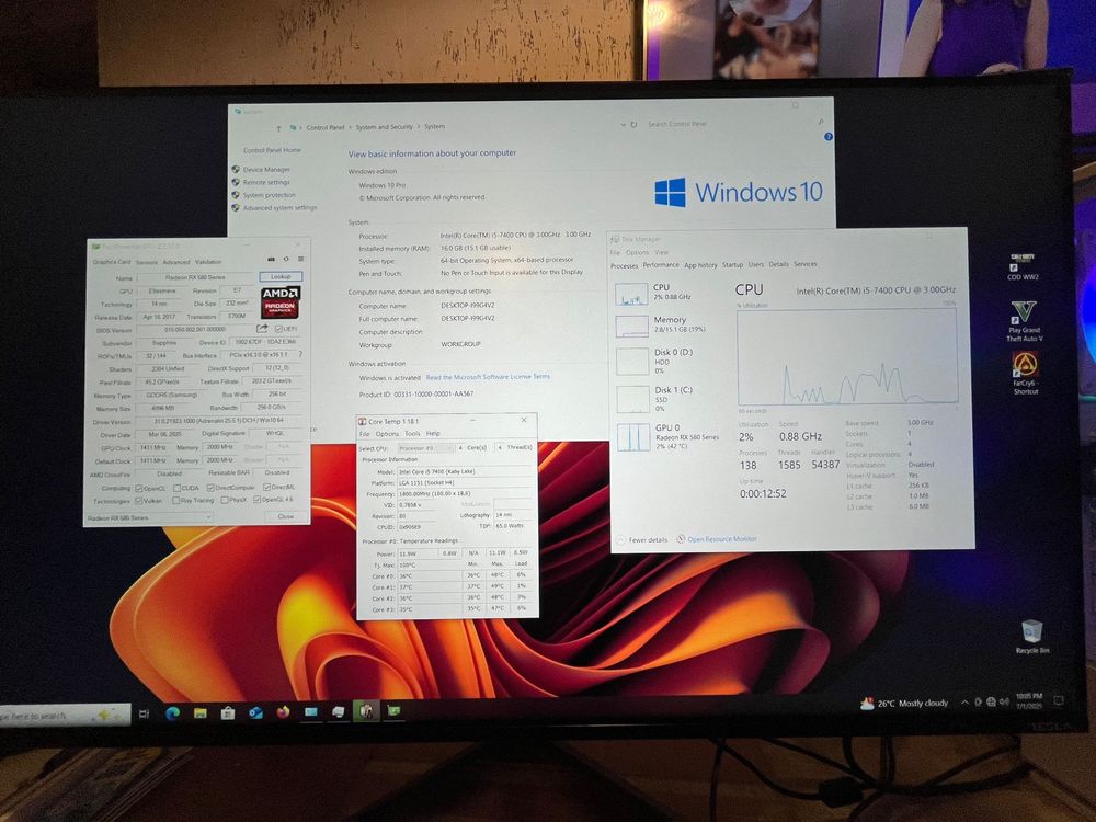 Unitate pc Gaming i5 16gb ddr4 ssd m2 NVMe video AMD