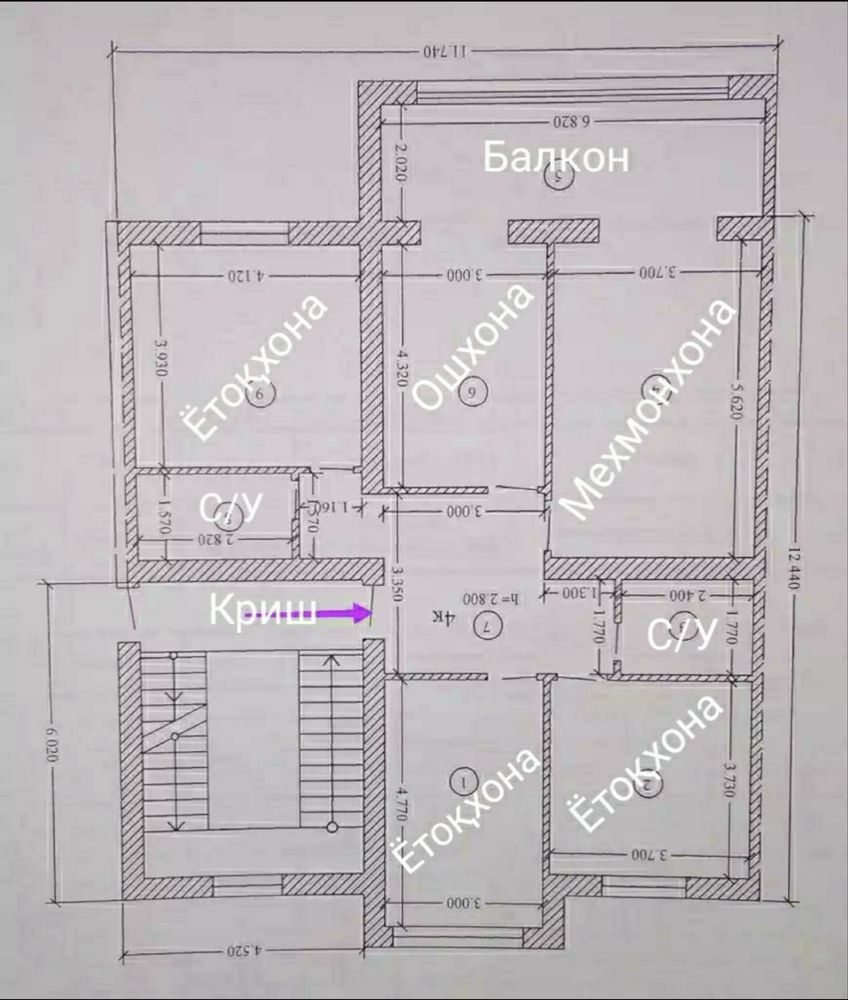 Продается 4-х комнатьная квартира А. Темур 60.