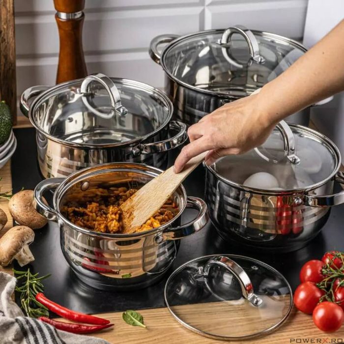 Set oale cu capac, 5l, 3.9l, 2.9l, 2.1l, strecuratoare, 5 piese,