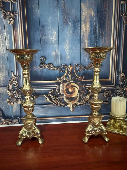 DN514 Set 2 sfesnice masive superbe mari 1,2kg 34cm h 10,5 cm diametru