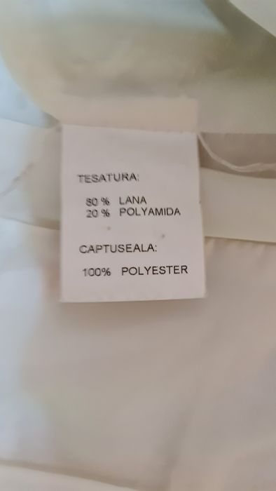 Pardesiu de lână pentru femei, alb-crem, marime S