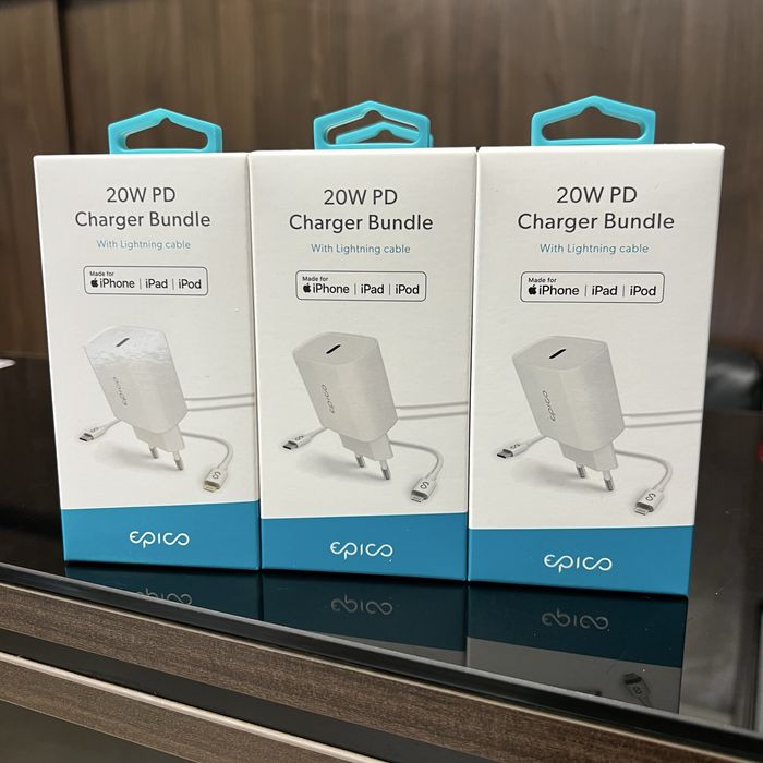 Epico 20W PD Charger Bundle EU - White Зарядно с кабел за iPhone, iPad