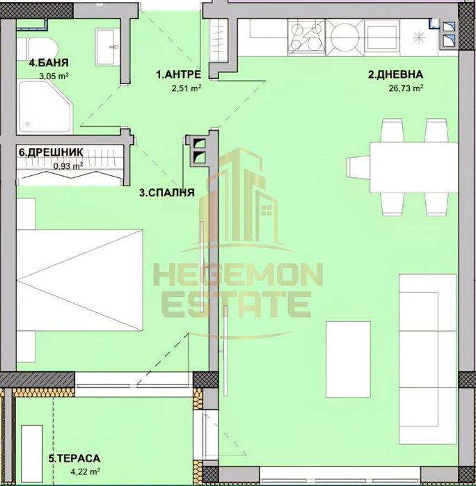 Продава се Двустаен апартамент в Варна, Виница - 62 кв.м за 1581 €/кв.м - Снимка #1