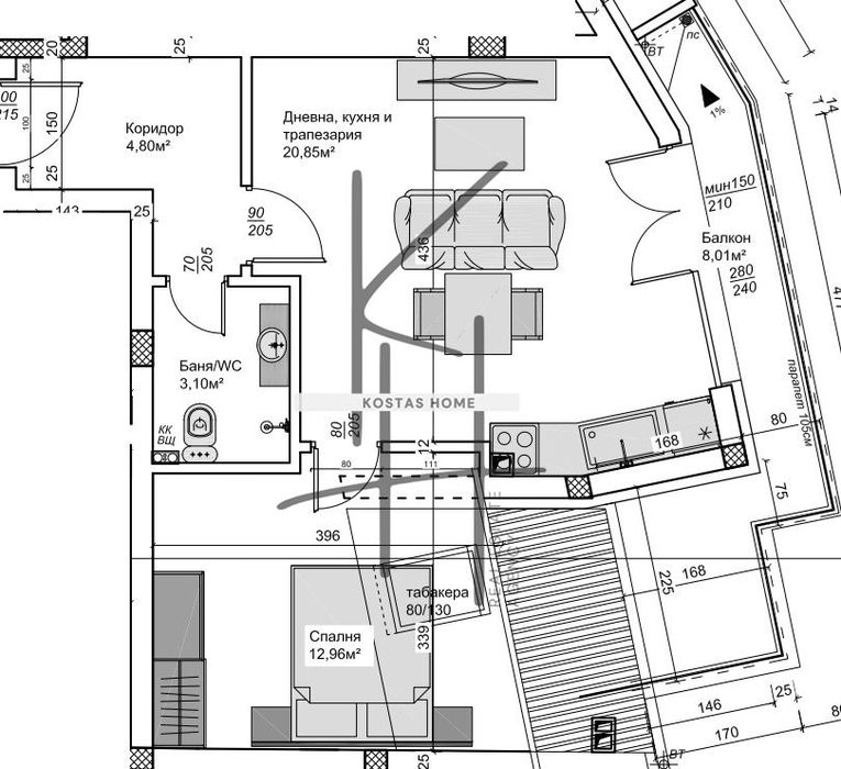 Продава се Двустаен апартамент в Варна, Автогара - 68 кв.м за 1215 €/кв.м - Снимка #1
