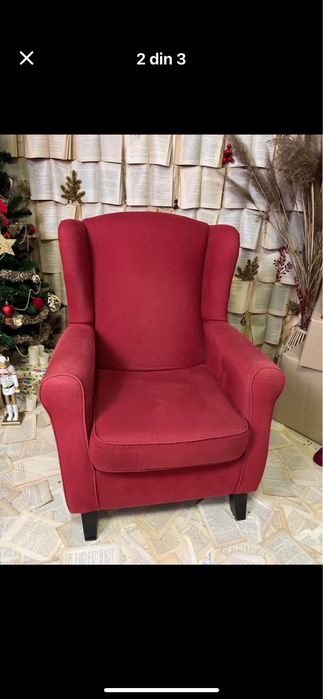 Fotoliu tapitat rosu Naturlich