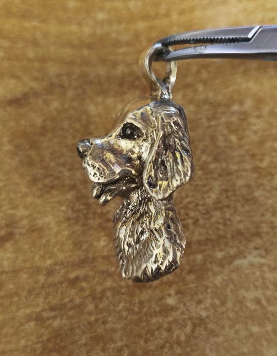 Ръчно изработен ключодържател Golden Retriever от бижутерски бронз