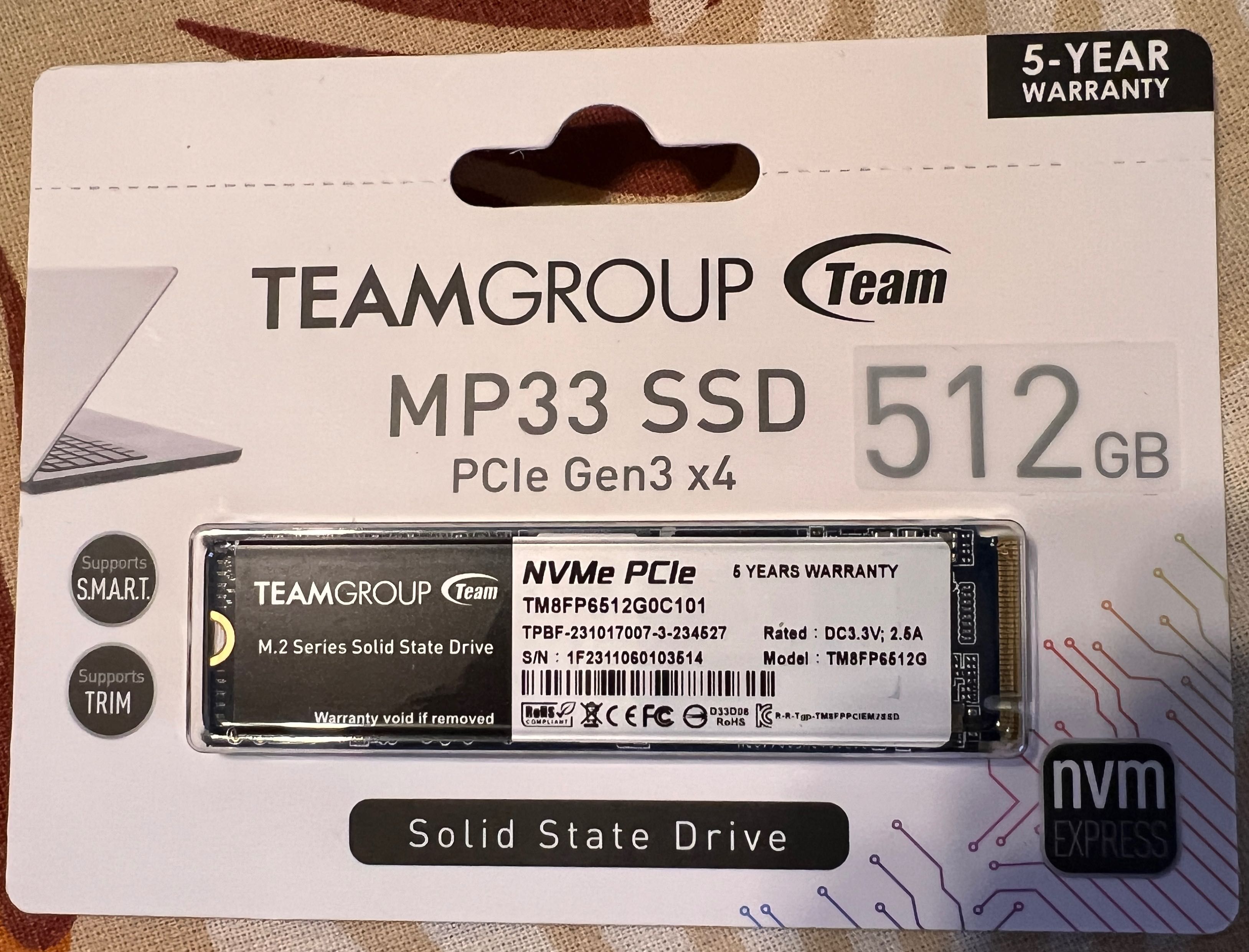 SSD TeamGroup 512GB M.2 NVMe PCIe sigilat in cutie