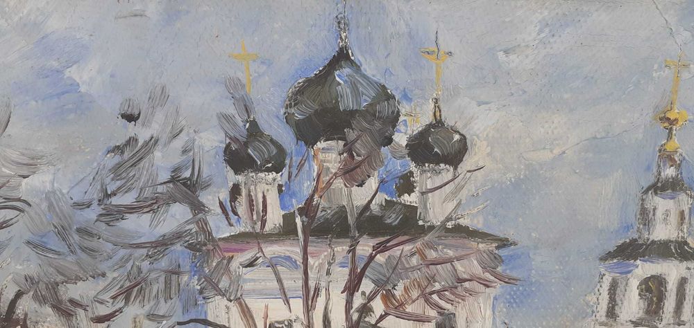 Tablou vechi -  scoala rusa - semnat pe verso