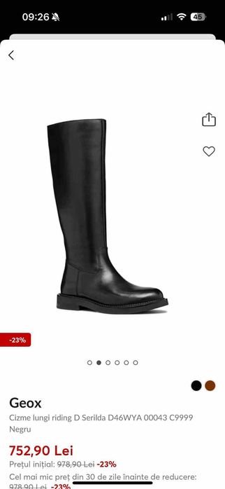Cizme piele lungi Geox,  noi