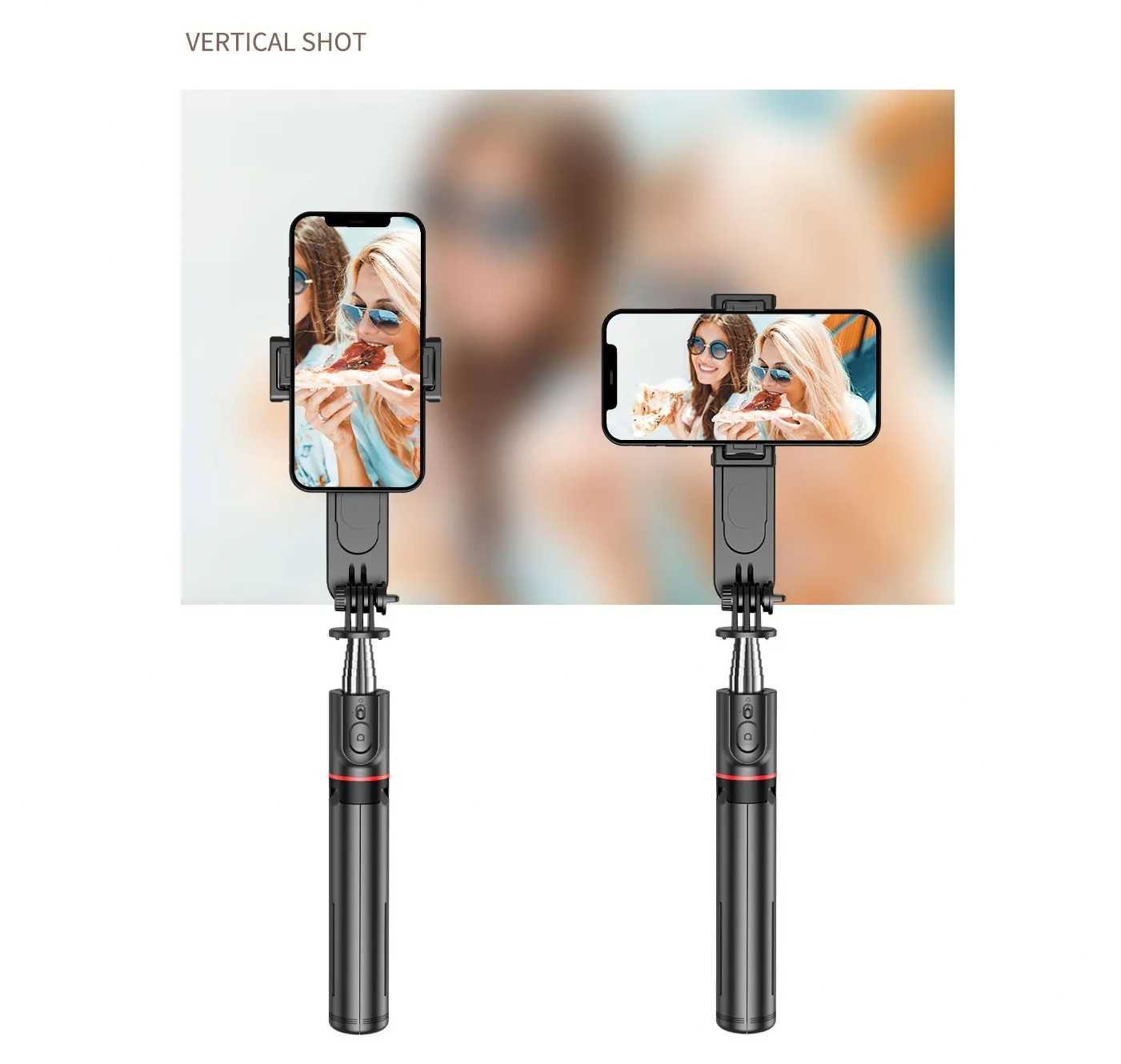 Selfie Stick lumina LED, telecomanda bluetooth, extensie pana la 1.1 m