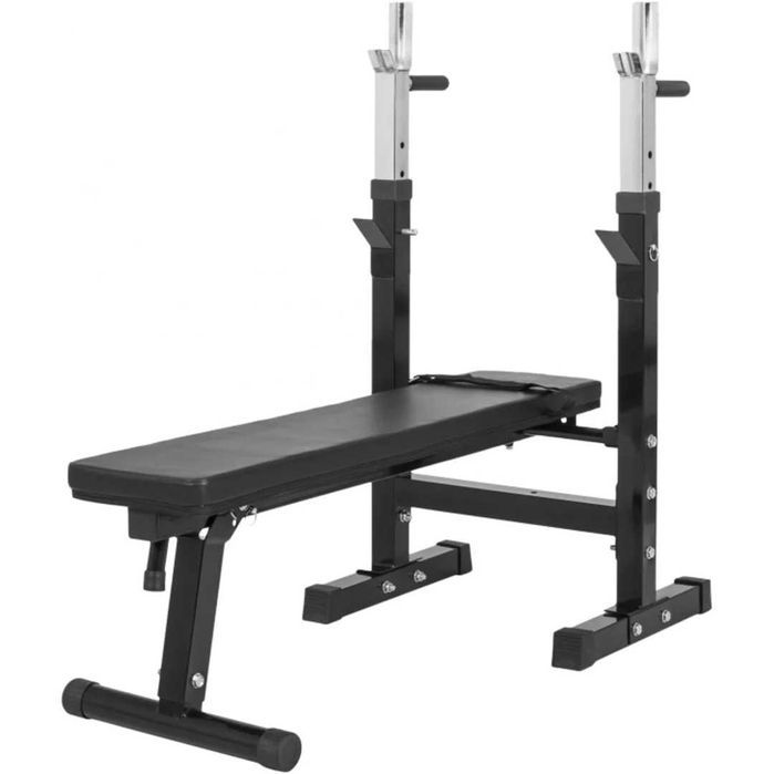 Banca reglabila cu suport + set greutati 105 kg