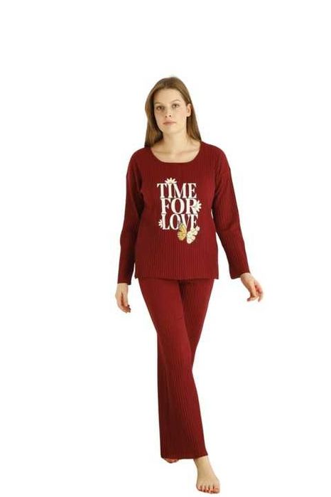 Set tricotat roșu NOU set de casă colduros, elastic, comod