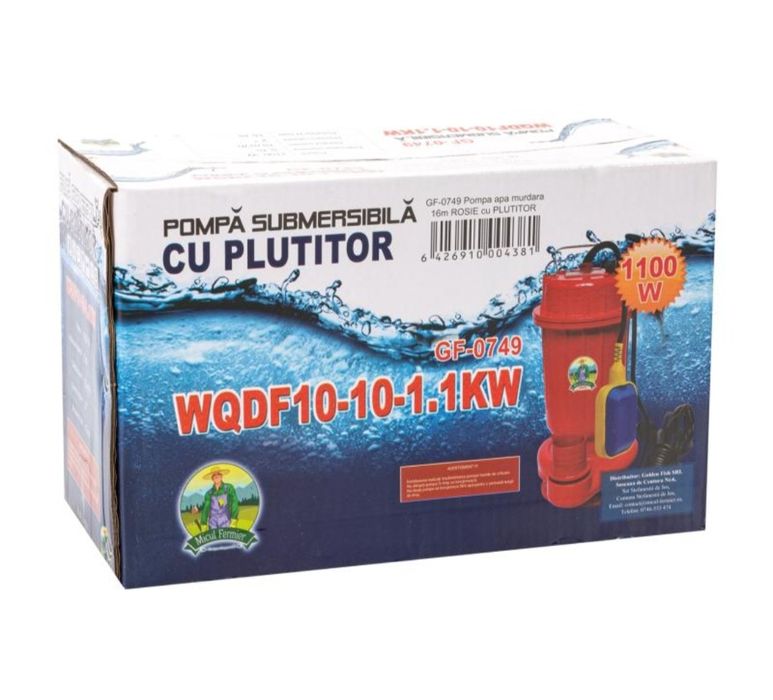 Pompa submersibila pentru Apa Murdara 16m Rosie 1,1kw cu plutitor