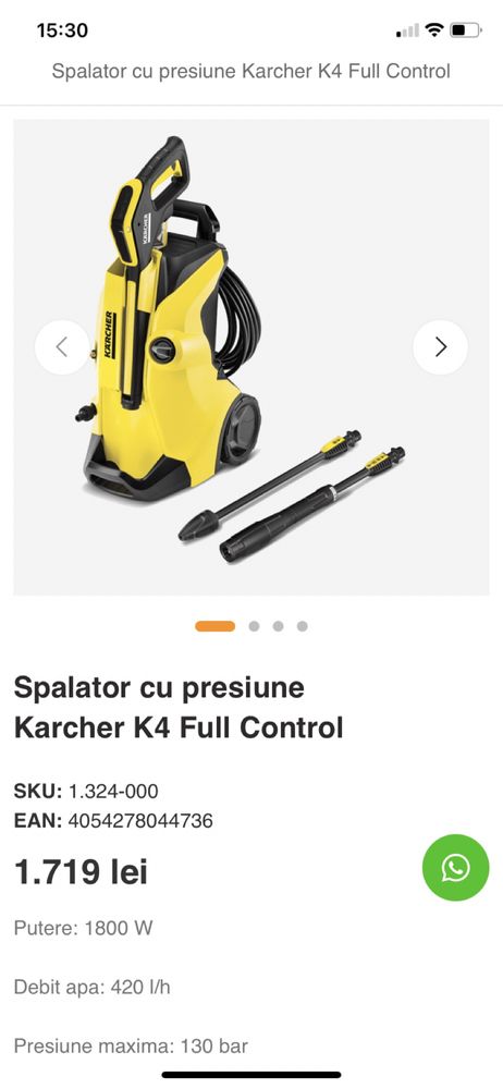 Curatitor cu presiune Karcher K4 Full Control