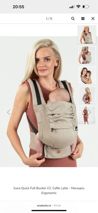 Marsupiu Isara Quick Full Buckle V2, Caffe Latte - Marsupiu Ergonomic