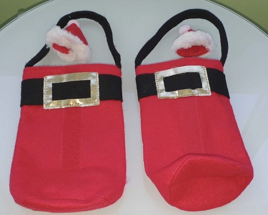 Set 2 suporturi/huse decorative pentru sticlele de vin de Craciun