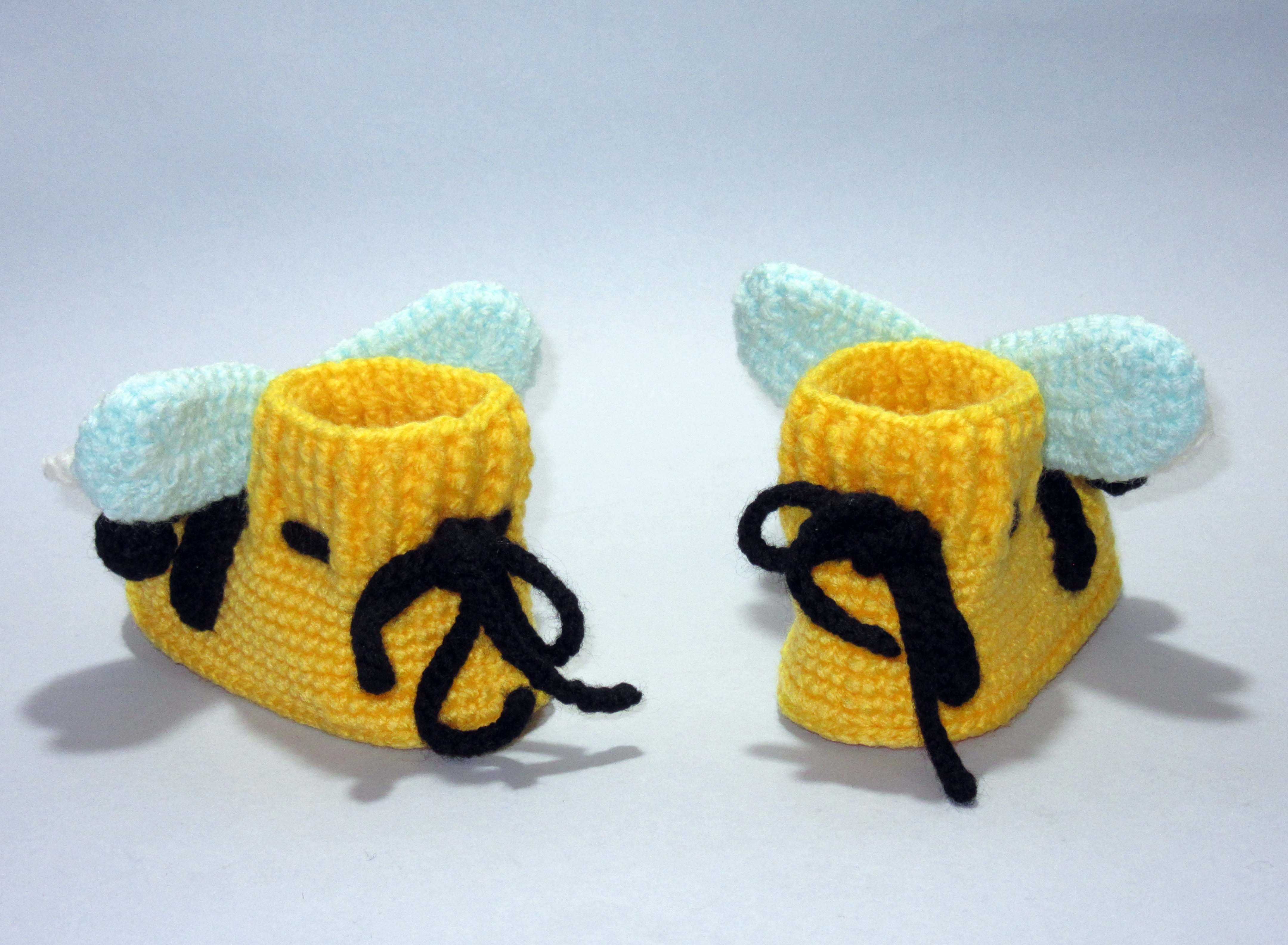 Жёлтые вязаные пинетки для новорожденных, Тёплая мягкая детская обувь