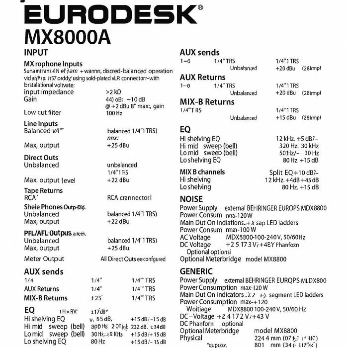 Mixer Profesional 48 canale Behringer MX8000A +MeterBridge