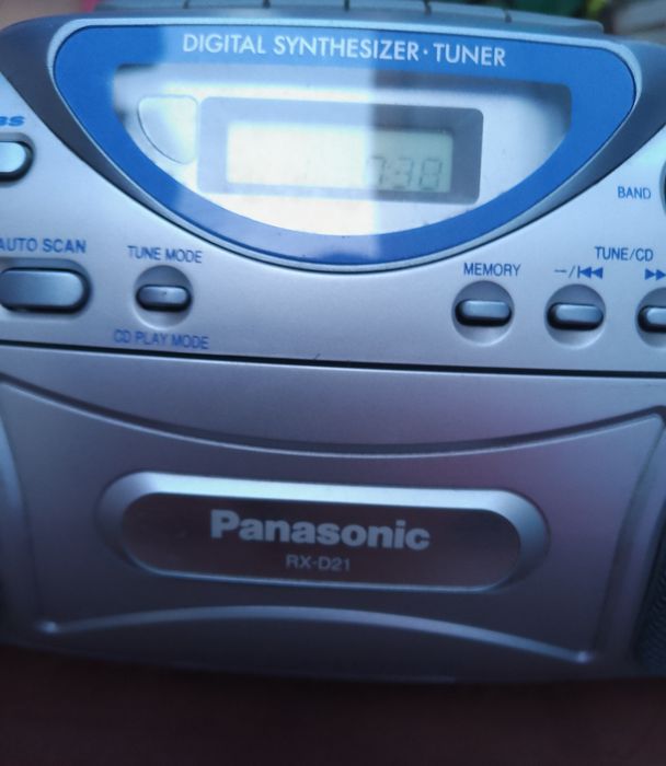 Panasonic RX-D12 Boombox Blue/Silver CD/Cassette Tape Player/Radio