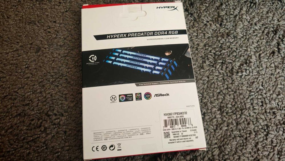 Рам памет Kingston HyperX Predator RGB 2x16GB 32GB DDR4 3600MHz