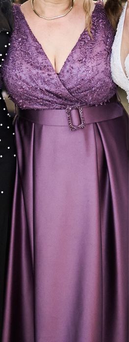 Rochie bijuterie mov eleganta lunga de seara nunta, soacra, botez