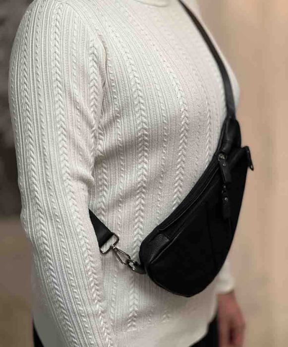 Borseta diagonala Barbati (crossbody) Slim: Piele Naturala Negru- Maro
