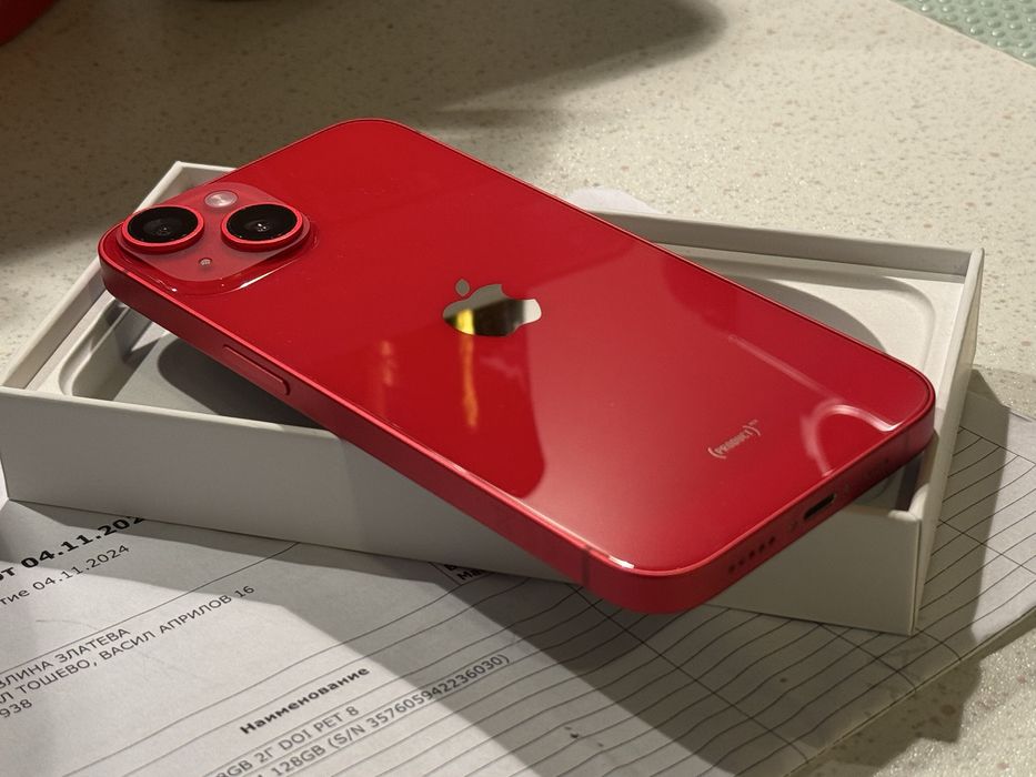 iPhone 14 Red 128GB – Перфектен, Гаранция 1г., 94% Батерия!