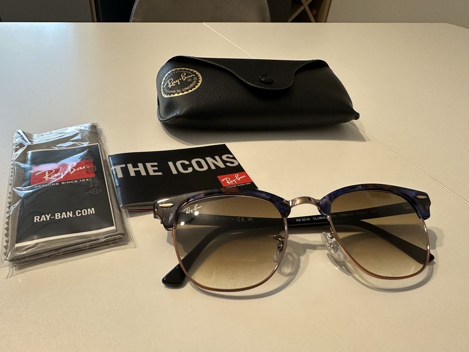 Ray-Ban Clubmaster 3016 1256/51 Noi, Originali